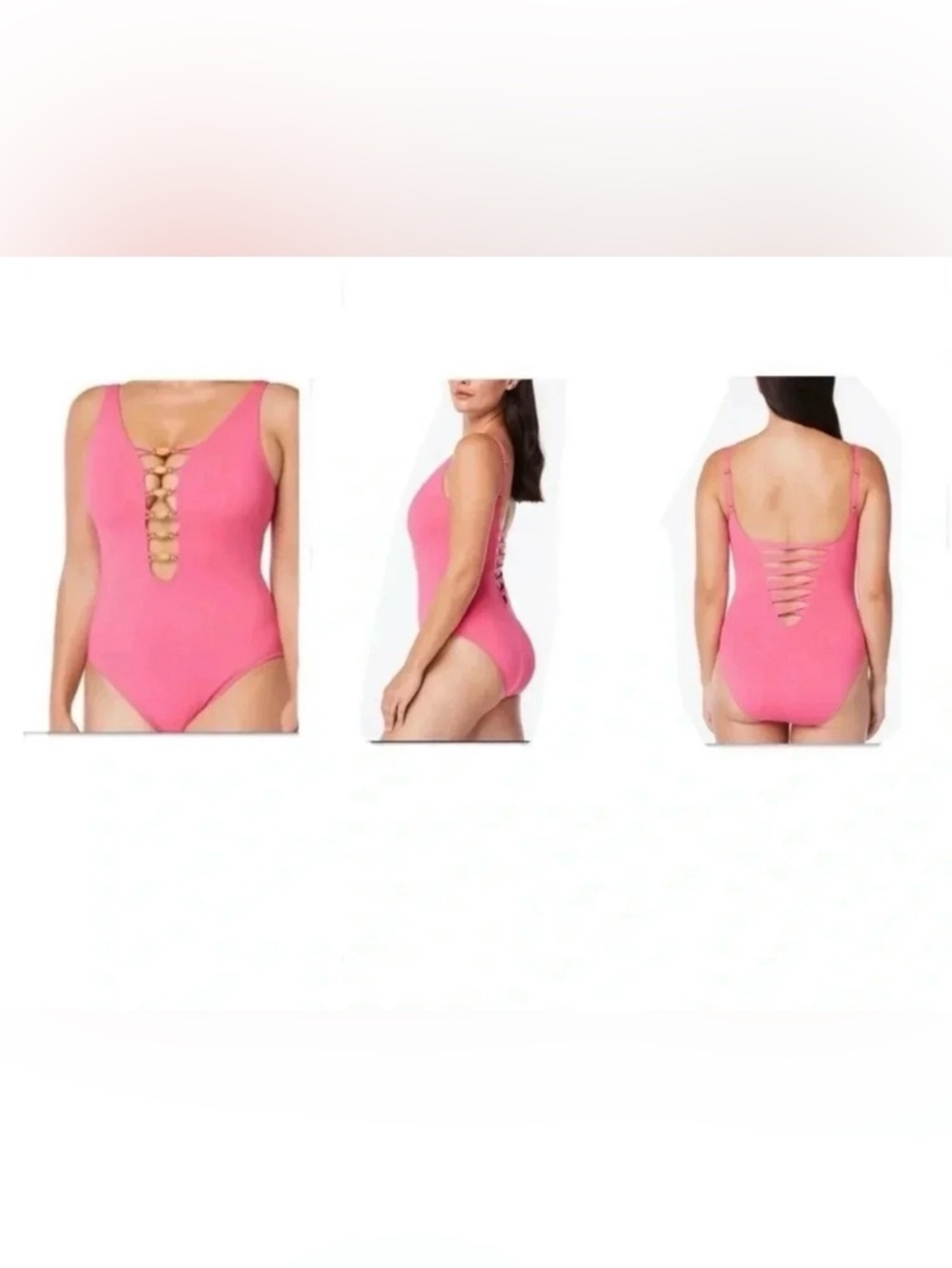 Bleu Rod Beattie Beaded Cut Out One Piece Swimsuit